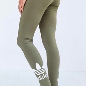 Adidas olive white logo leggings